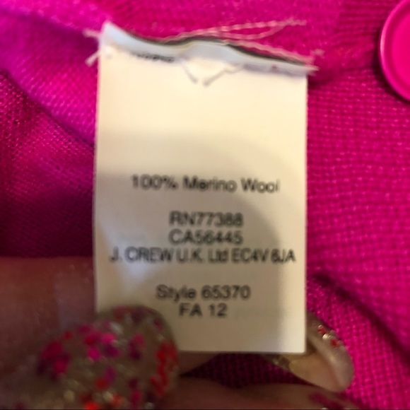 ๐ 6/$60, JCrew Cardigan, 100% Merino Wool, Pink Raspberry, Size XXS - Picture 4 of 5